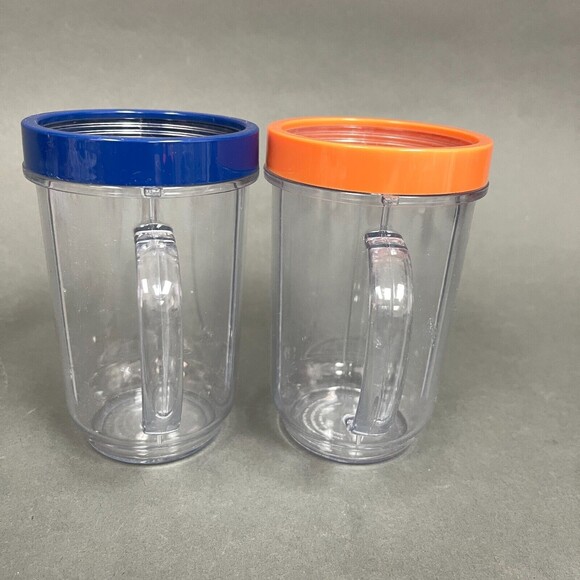 Magic Bullet Cups Party Mugs with Blue Orange Comfort Lip Rings Lot of 2 - Picture 2 of 6